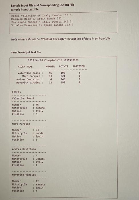 need a MotoGpRider class whose instances will be used to store the