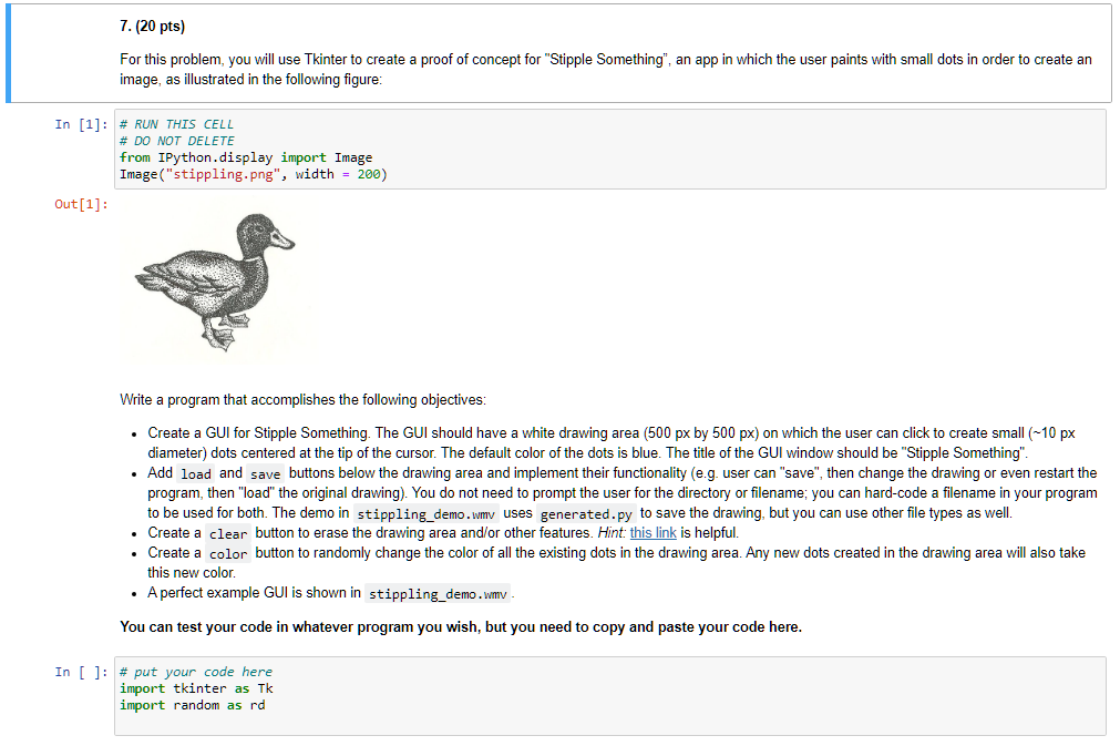  python 3 7.(20 pts) For this problem, you will use Tkinter