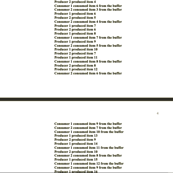 Maximum 30 items produced and consumed for each producer-consumer pair Tasks Activity