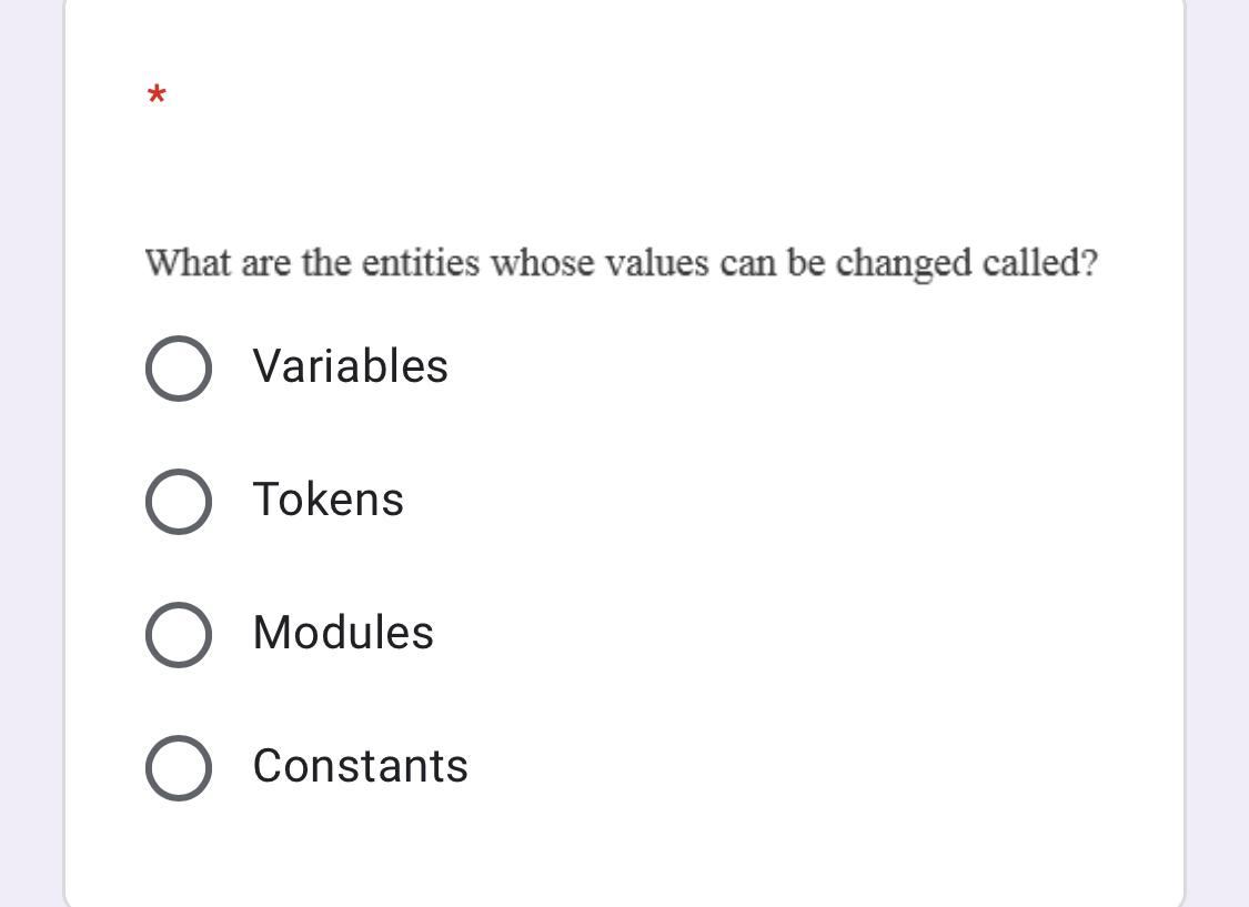 * What are the entities whose values can be changed called?