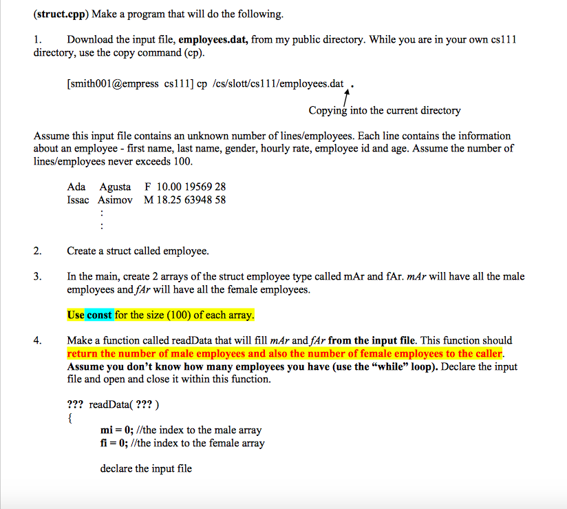  What to do after step 11 (struct.cpp) Make a program that