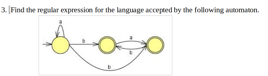  Find the regular expression for the language accepted by the following