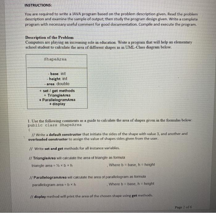  in java pleas INSTRUCTIONS: You are required to write a JAVA