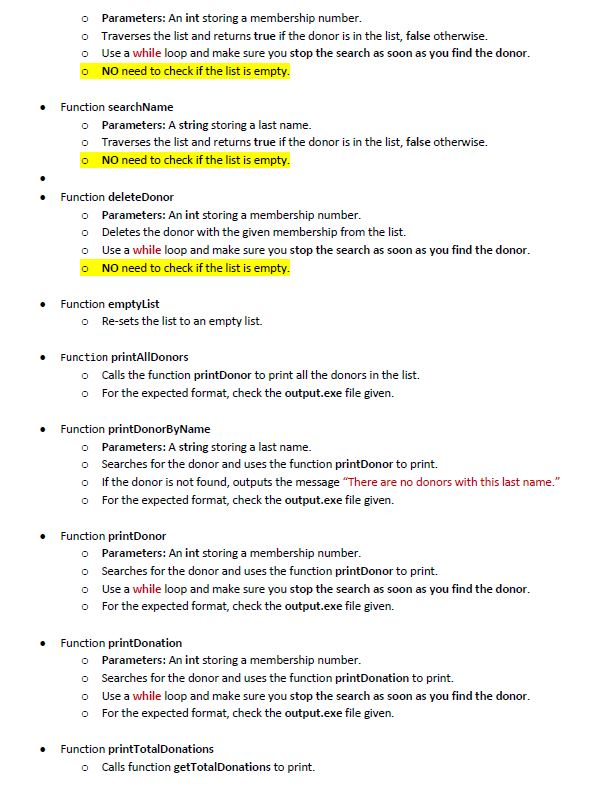 list, inheritance, operator overloading, and the big-Three. For this assignment we are