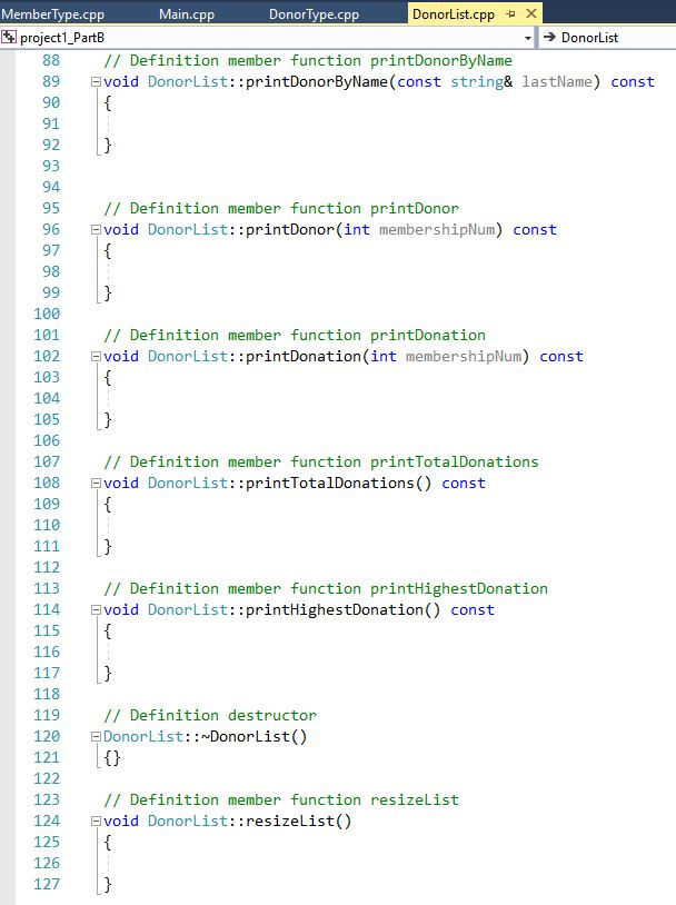 DonorList that creates an object containing a pointer that points to a