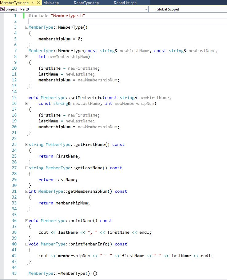 a pointer to a dynamic array of type DonorType, an int storing