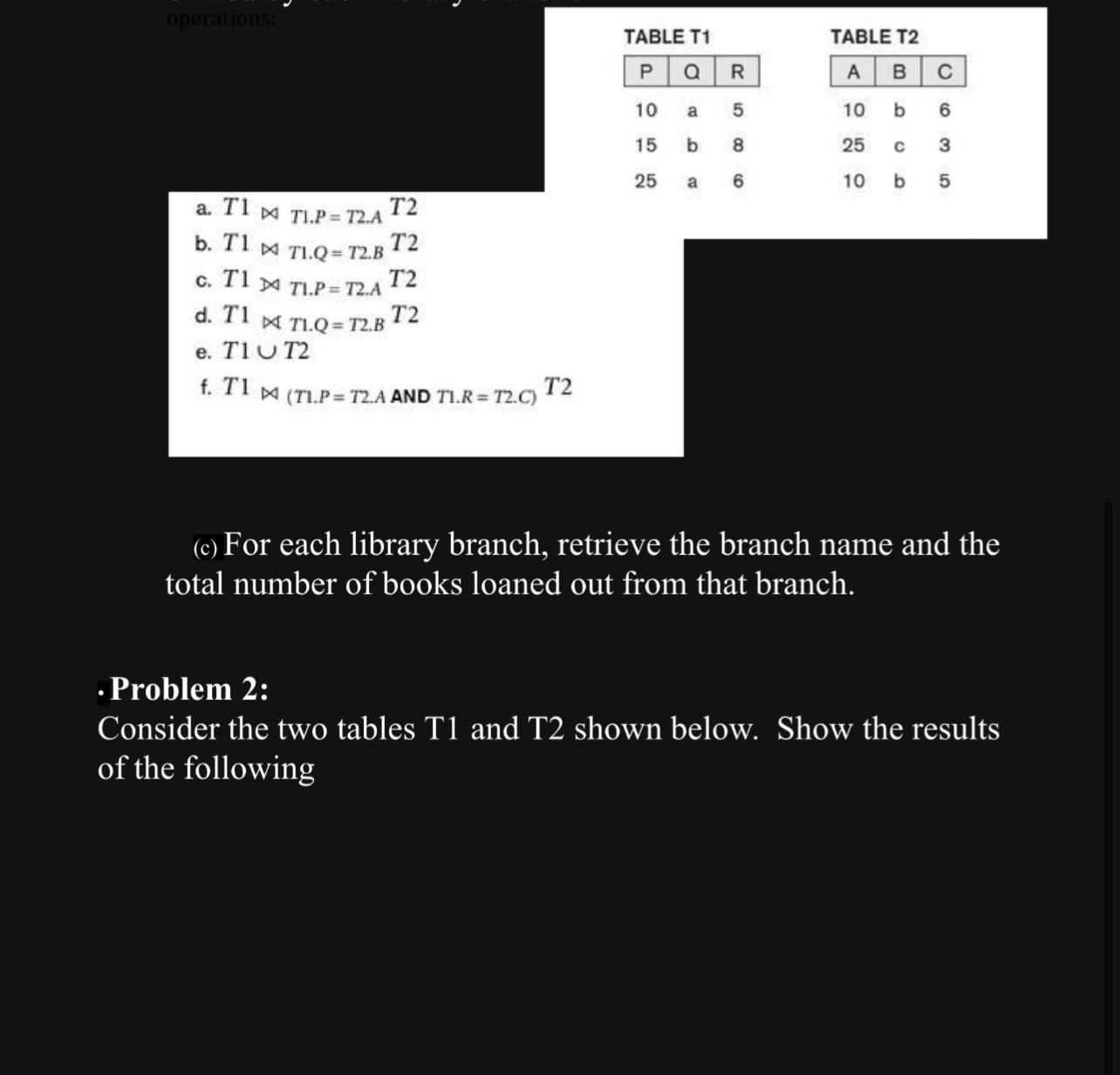  TABLE T1 \table[[P,Q,R 