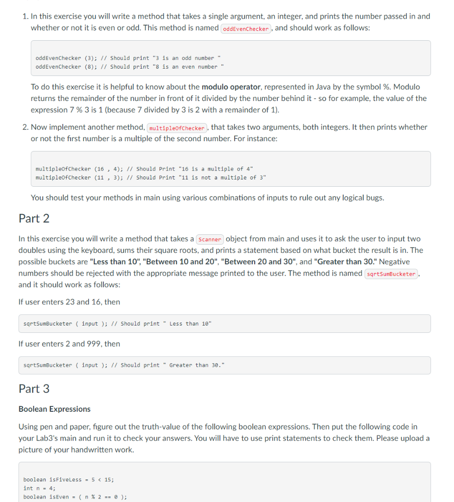  1. In this exercise you will write a method that takes