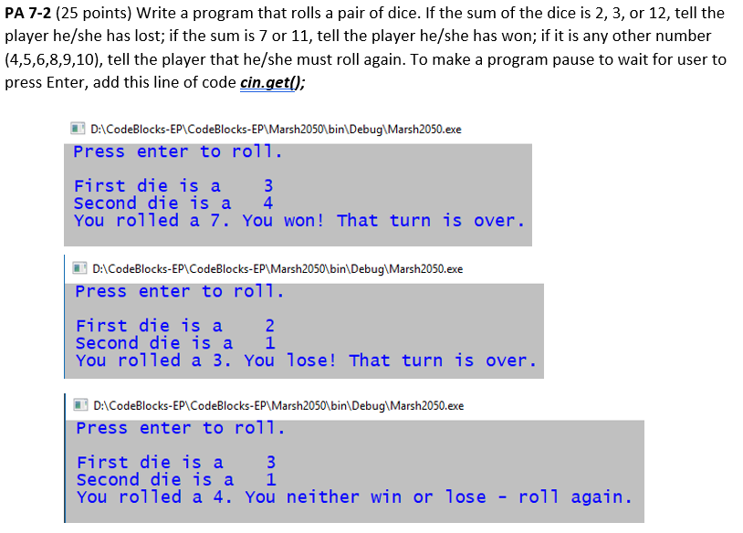 Programming language is C++ PA 7-2 (25 points) Write a program that