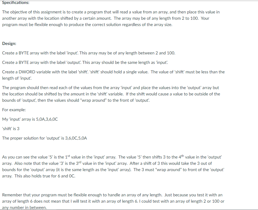 assembly - simple Loop porgramming. Shift array elements by k (see picture)