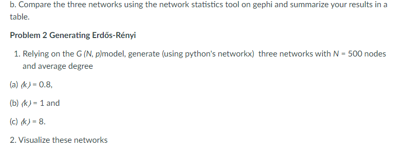  using Gephi. please using the latest version of Gephi b. Compare