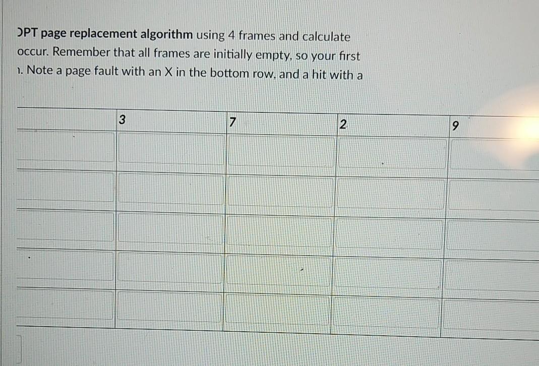 4 frames and calculate the total number of page faults that occur.