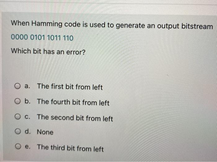  When Hamming code is used to generate an output bitstream 0000