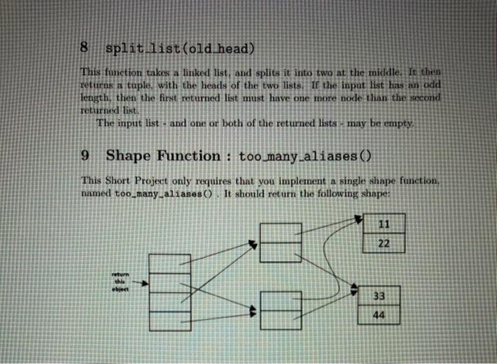 will also be writing one function which implements a shape, to match