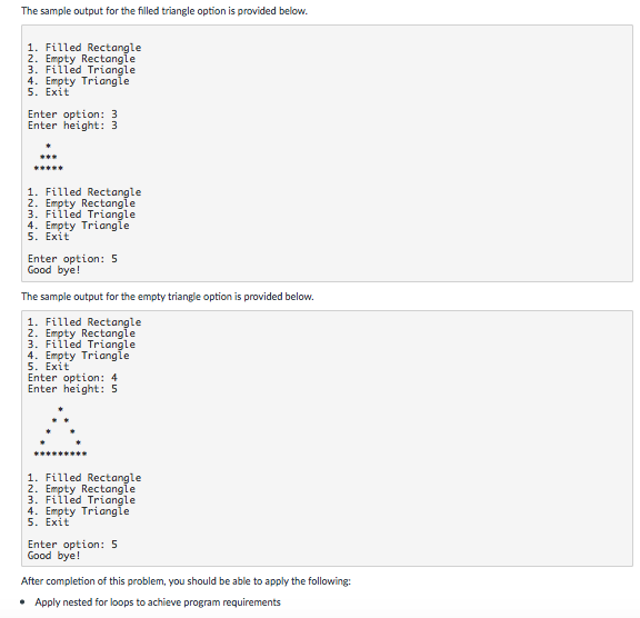 on the console. The program will execute in a while loop to