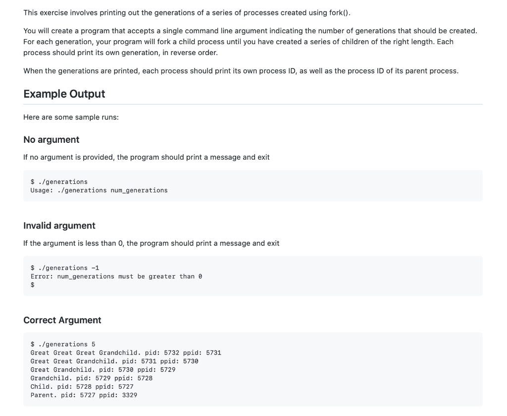 c++ This exercise involves printing out the generations of a series of