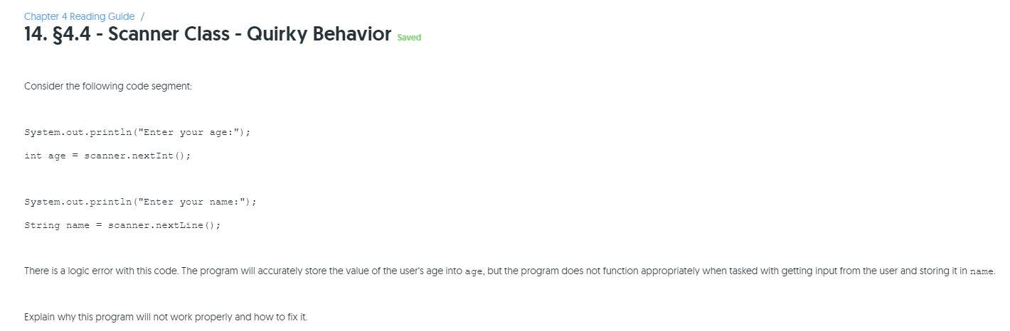  Chapter 4 Reading Guide / 14. 94.4 - Scanner Class -