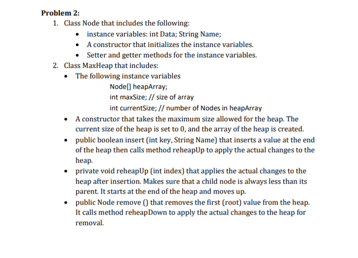 please solve this data structure java eclips Problem 2: 1. Class Node