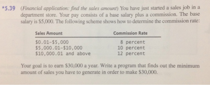 commission, using the scheme in Exercise 5.39. The header of the function