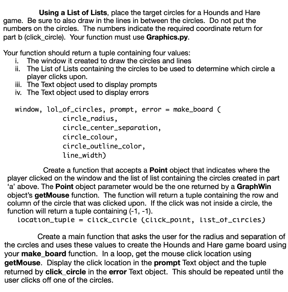 In python can this be done Using a List of Lists, place