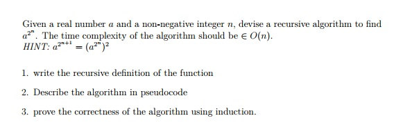  Given a real number a and a non-negative integer n, devise
