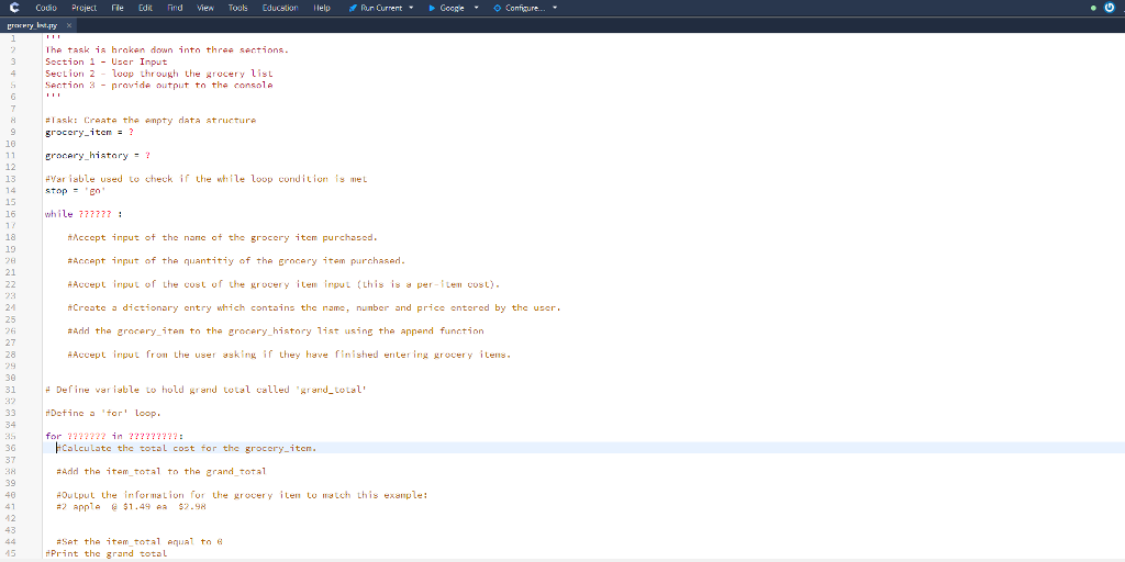  ***The language needed is Python. Project 2: Grocery List Introduction Your