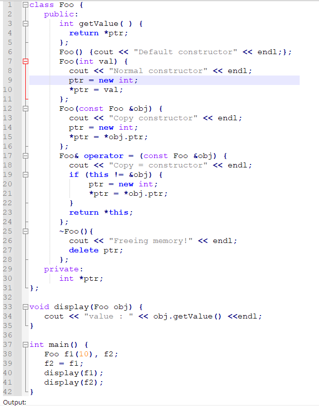  TE HTT }; = 14 HT class Foo { 2 public: