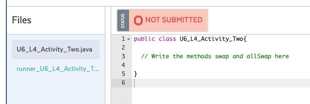 The first should have the signature swap(int arr, int i, int and
