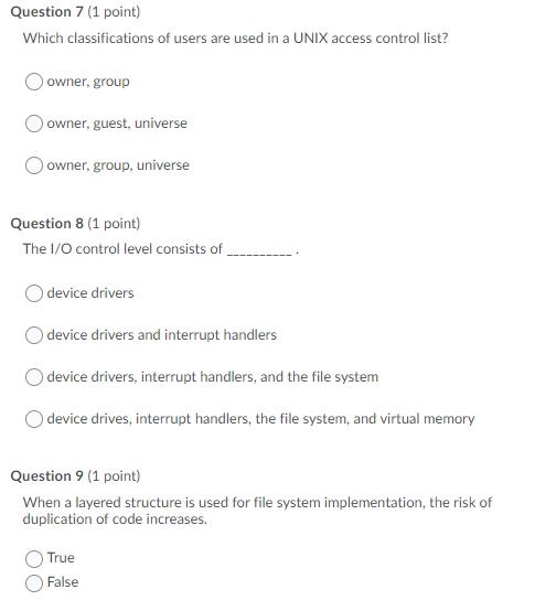 internal table system-wide table stacked pointers Question 2 (1 point) Logical record