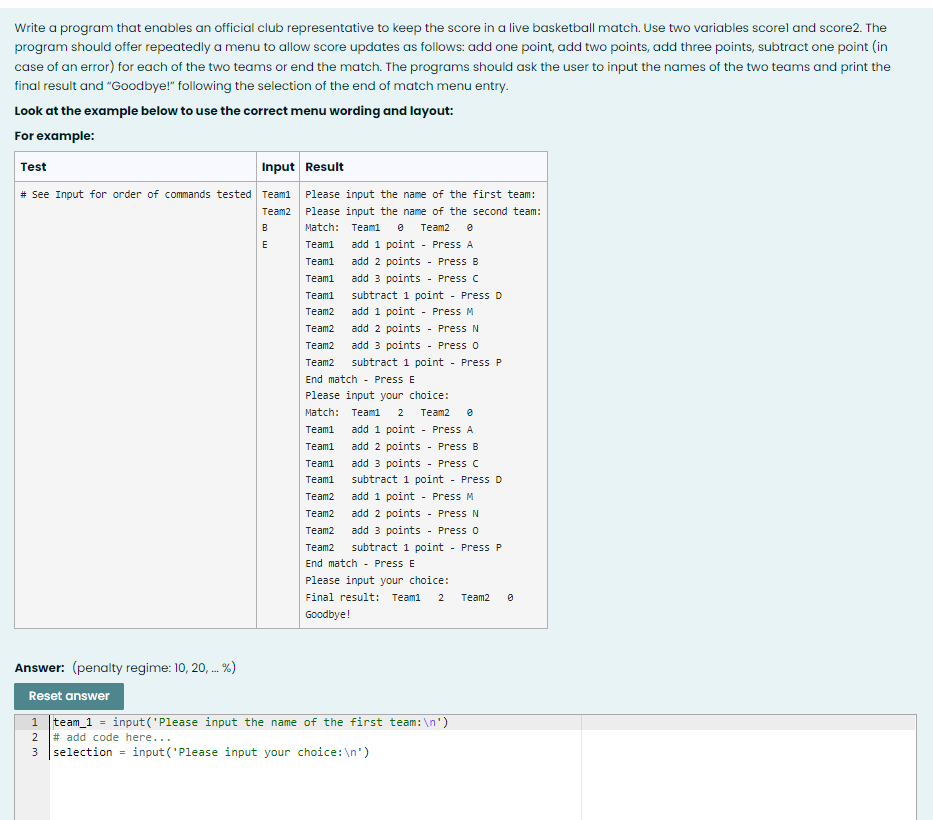 Using Python*** Write a program that enables an official club representative to