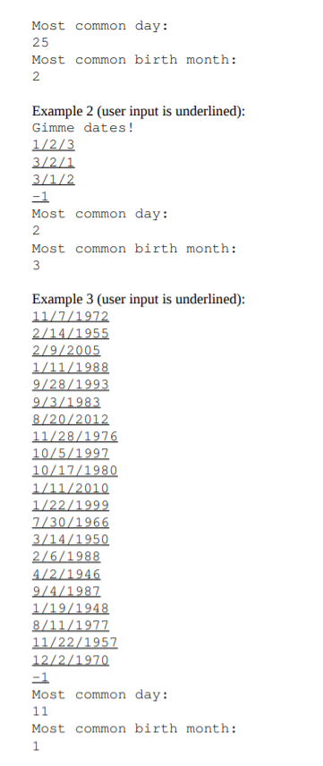 of birthdays. Extract from this input two things: (1) the date with