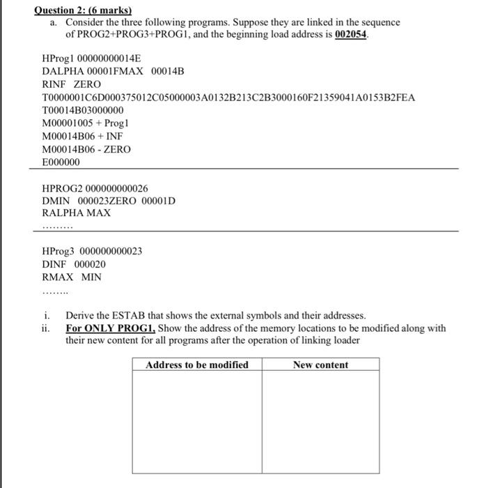  Question 2: (6 marks) a. Consider the three following programs. Suppose