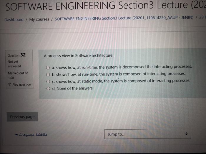  SOFTWARE ENGINEERING Section3 Lecture (202 Dashboard / My courses / SOFTWARE