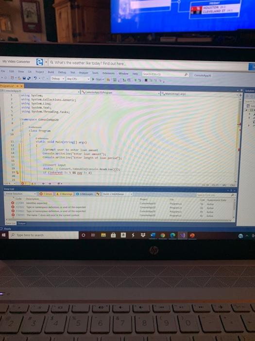 a program that lets the user to compare the loan payment with