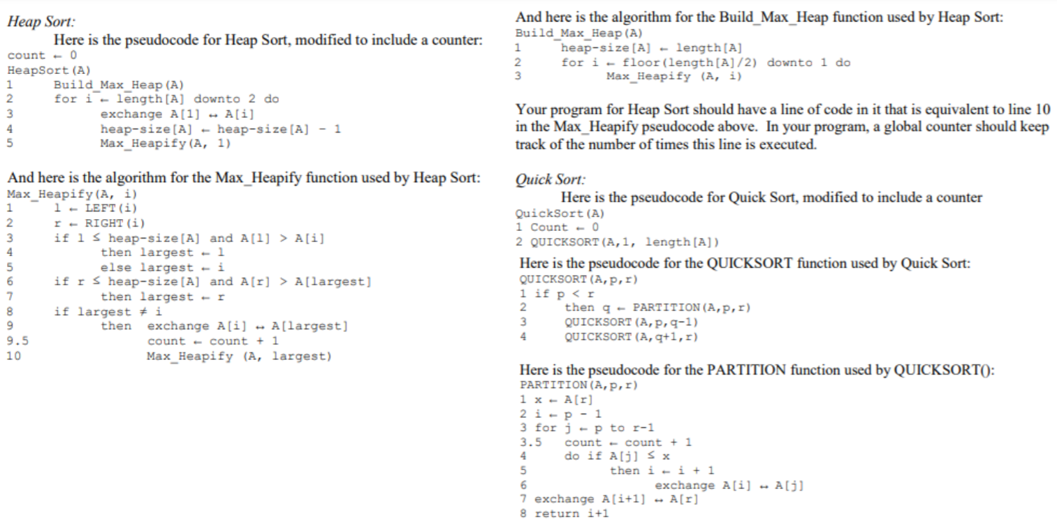 In C++ please Heap Sort: Here is the pseudocode for Heap