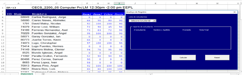 Using the User Form in VBA develop a code in wich: 1.The
