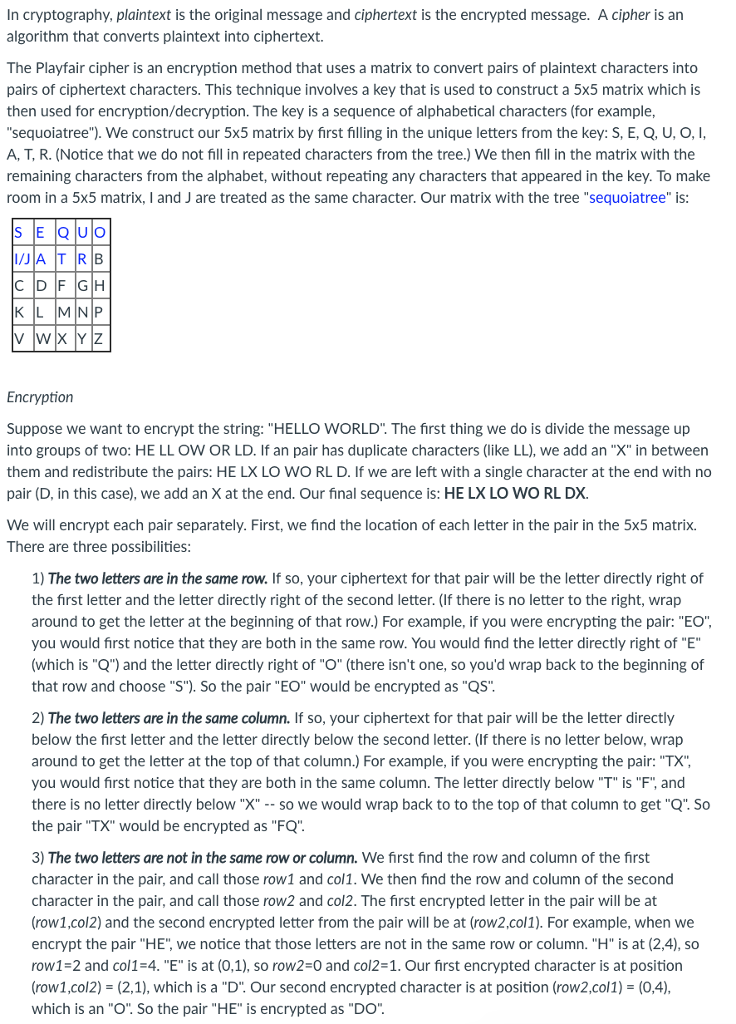 Write this program in Java: In cryptography, plaintext is the original message