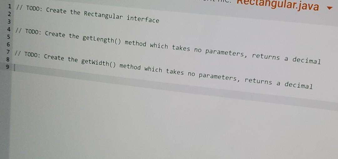 parameters and return decimal numbers. Define the following classes which should implement