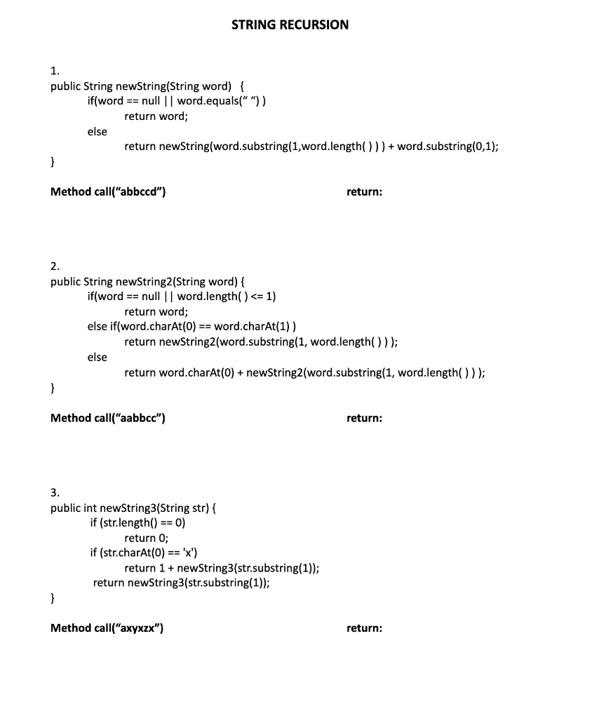 Trace this code and shows what it return. This is java code.