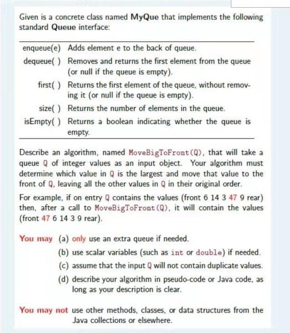  In java. write a pseuddo code to rexpressed the thought Given