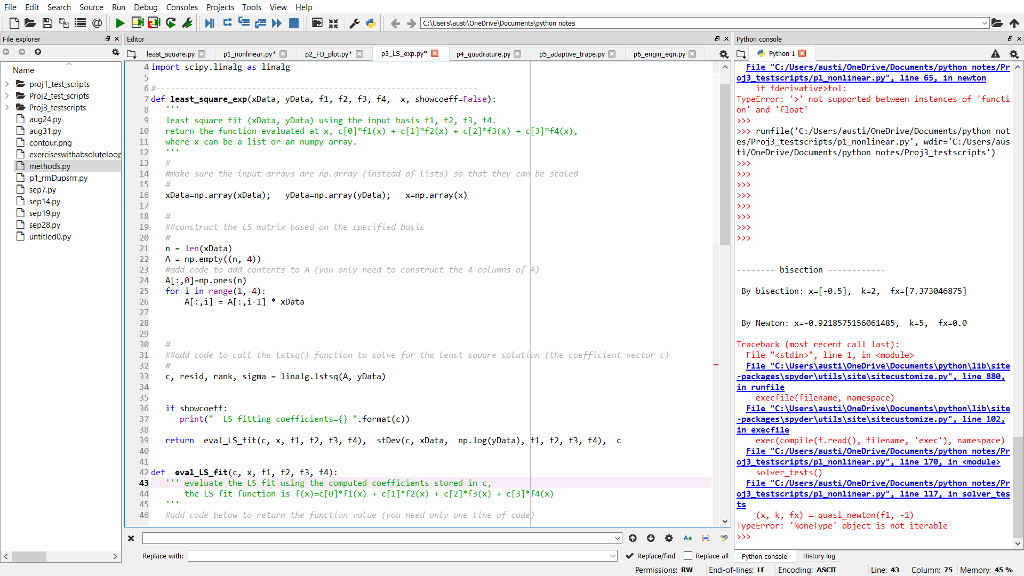not sure how to evaluate the least squares fit. I will post