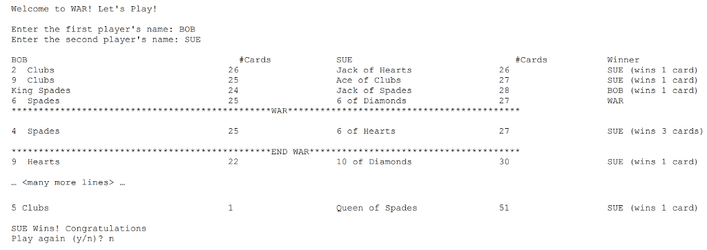 of playing cards, and involves two players. Each player is dealt half
