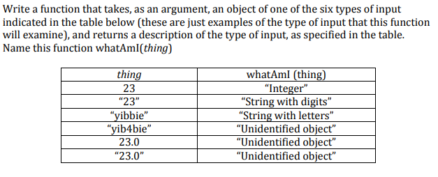 Using Python language Write a function that takes, as an argument,