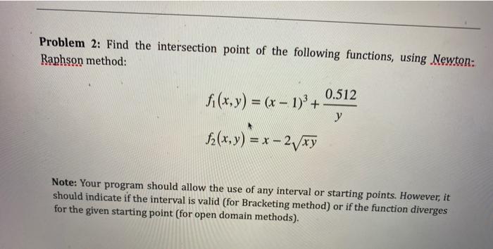 solve with c++ language Problem 2: Find the intersection point of the