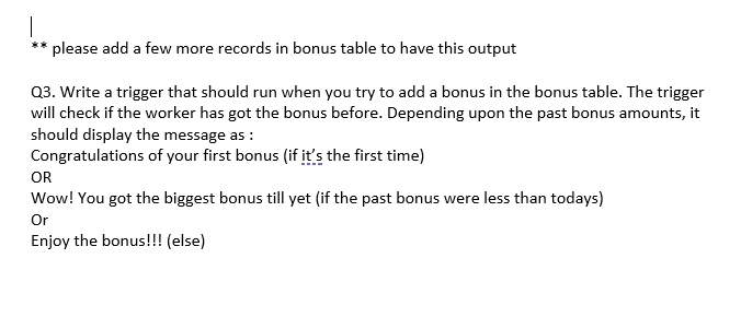 Please answer the question properly - using my SQL developer -Procedures. Q4.