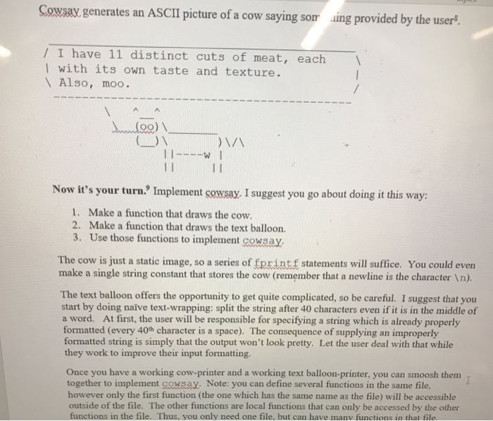  Need help with MATLAB code Cowsay generates an ASCII picture of