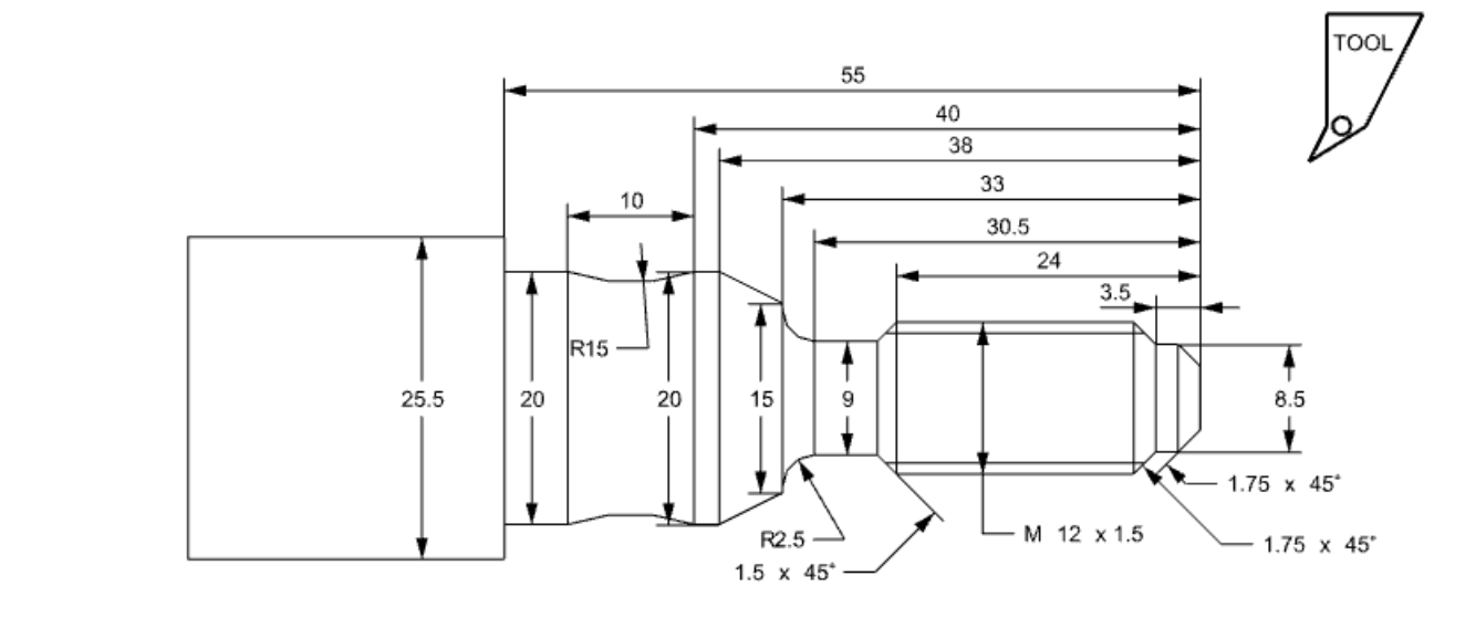 Create a G-Code with the following image? TOOL 55 40 38 33