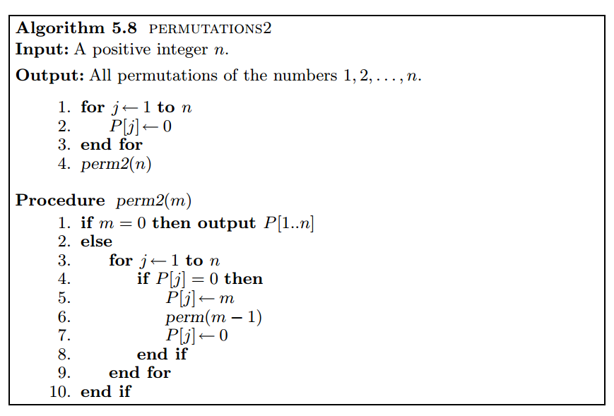 Modify Algorithm permutations2 so that it generates all k-subsets of the set