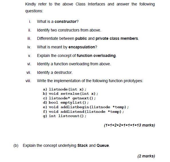 linked list are provided below. Class Interface of Linked List Node class