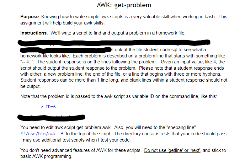 Please help AWK: get-problem Purpose. Knowing how to write simple awk scripts